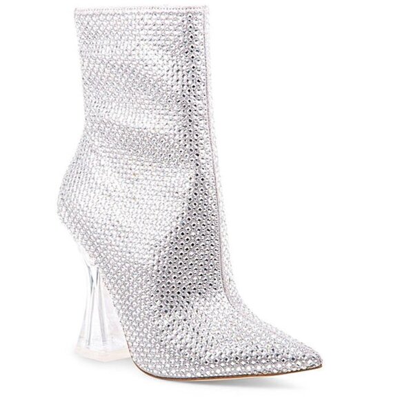 Steve Madden Vivy Ankle Boot Silver Rhinestone Womens Size 7.5 - Picture 1 of 14